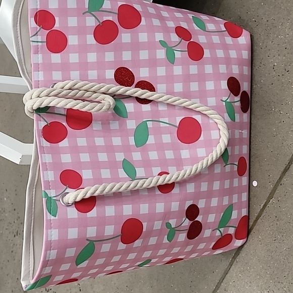 style 5 Handbags - Cherry pink checkered tote cherry checked tote cherry pink tote 🍒 tote checkere